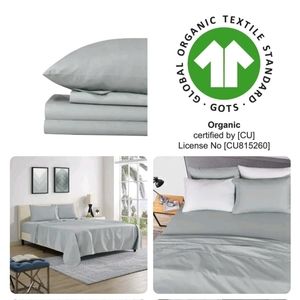 Queen size silver/light gray flat sheet and 2 pillowcases